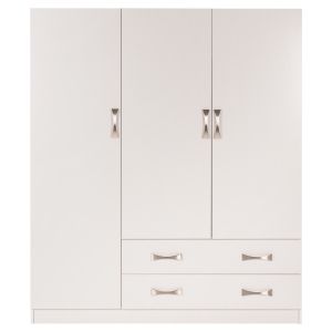 Wardrobe with 3 doors and 2 drawers Carly Hm384,05 white color 150x55χ180hcm
