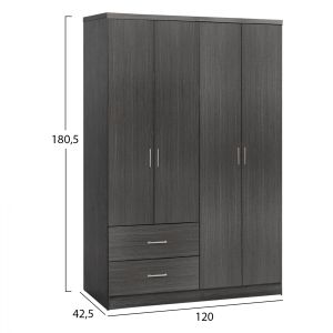 Гардероб с 4 врати Hm339,01 Zebrano 120x42x181