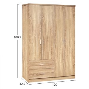 Гардероб с 4 врати Hm339,02 цвят сонома 120x42x181