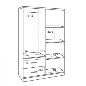 Гардероб с 4 врати Hm339,02 цвят сонома 120x42x181