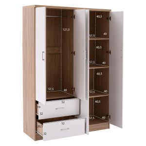 Wardrobe with 4 doors and 2 drawers Fb9339.06 color white/sonoma 120χ42.5χ180.5cm