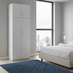Lego wardrobe with two doors in white color 80x42x240cm