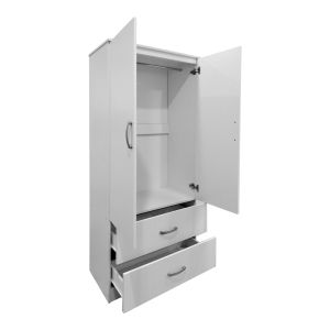 Wardrobe with two doors and 2 drawers Lego in white color 80x42x180cm