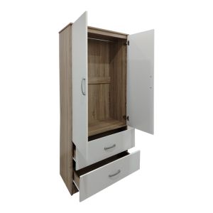 Wardrobe with two doors and 2 drawers Lego in Sonoma-white color 80x42x180cm