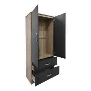 Wardrobe with two doors and 2 drawers Lego in Sonoma-dark gray 80x42x180cm