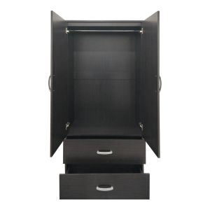 Wardrobe with two doors, 2 drawers and a shelf Athos in wenge color 80x42x240cm