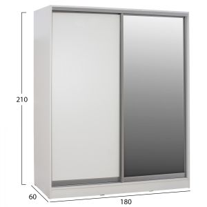 Wardrobe with mirror Adler made of white melamine Hm2437.03 180x60x210