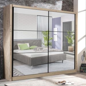 Гардероб с огледало Navara 215 2 Og Gray Oak 213x60x215,5