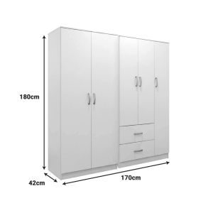 Legoi five-door wardrobe, white, 170x42x180 cm