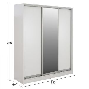 Гардероб с плъзгащи се врати Adler в бял цвят с огледало 183x60x220cm Hm2461,03
