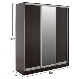 Гардероб с плъзгащи се врати Adler в цвят венге с огледало 183x60x220cm Hm2461,02