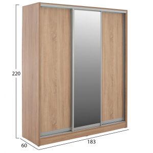 Гардероб с плъзгащи се врати Adler в цвят сонома с огледало 183x60x220cm Hm2461,01
