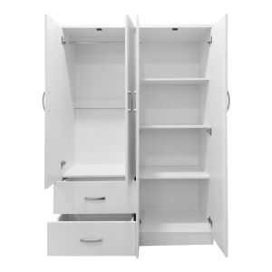 Wardrobe with four doors and 2 drawers Lego in white color 120.5x42x181cm
