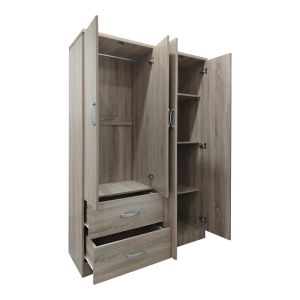 Wardrobe with four doors and 2 drawers Lego in Sonoma color 120.5x42x181cm