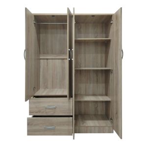 Wardrobe with four doors and 2 drawers Lego in Sonoma color 120.5x42x181cm