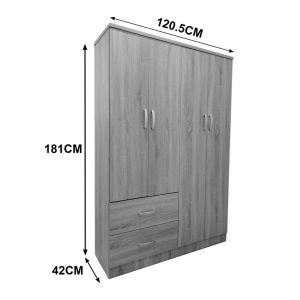Wardrobe with four doors and 2 drawers Lego in Sonoma color 120.5x42x181cm