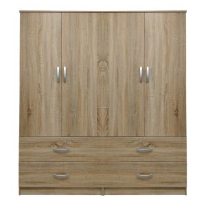 Wardrobe with four doors and drawers Lego Sonoma 160x42x180cm