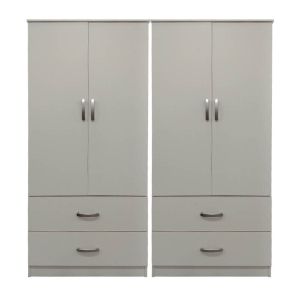 Wardrobe with four doors and drawers Lego white 160x42x180cm