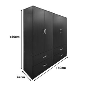 Wardrobe with four doors and drawers Lego wenge 160x42x180cm