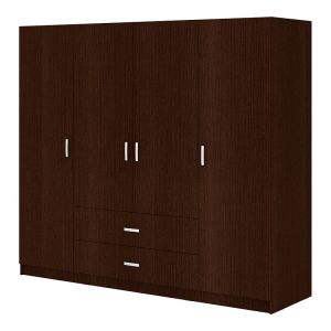 Wardrobe with four doors and drawers, loft wenge, 200x58x230 cm