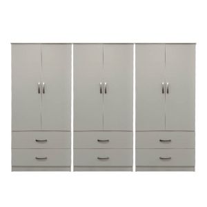 Wardrobe with six doors and drawers Lego white 240x42x180cm