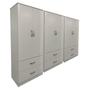 Wardrobe with six doors and drawers Lego white 240x42x180cm