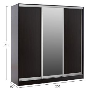 Гардероб със слайд врати и огледало цвят венге Hm2435,02 200x60x210cm