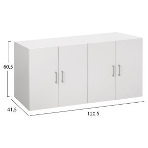 Upper cabinet for 4-chamber wardrobe Fernanda, melamine in white 120.5x41.5x60.5cm (hm352.05)