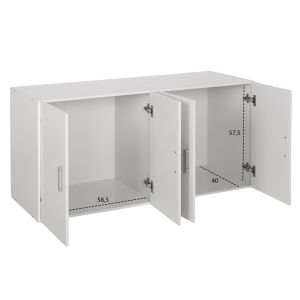 Upper cabinet for 4-chamber wardrobe Fernanda, melamine in white 120.5x41.5x60.5cm (hm352.05)