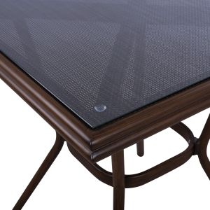 Градинска алуминиева маса 70x70x76 Hm5568,03 кафява със стъклен плот