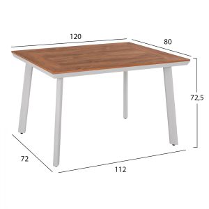 Градинска алуминиева маса Hm5562,01 бяла 120x80x72