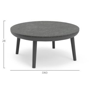 Градинска кръгла маса за кафе Zodiac Sm6214.01 сив алуминиев площ от 3d принт - D60x28hсм.