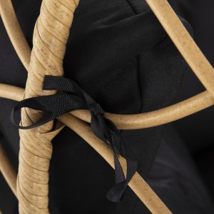 Градинска люлка -единично висящо легло с опора за крака Gracie синтетичен ратан-бежов сив метален корпус D104x200cm Hm5755,02
