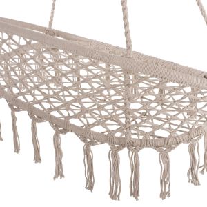 Градинска люлка хамак макраме Nest Hm5769 двуместна в бежов цвят 130x67x120-140hcm