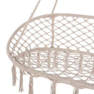 Градинска люлка хамак макраме Nest Hm5769 двуместна в бежов цвят 130x67x120-140hcm