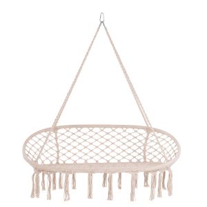 Градинска люлка хамак макраме Nest Hm5769 двуместна в бежов цвят 130x67x120-140hcm