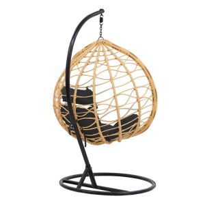 Градинска люлка-стол Hudson изкуствен ратан черна възглавничка 109x119x195cм