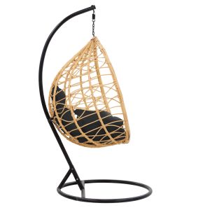 Градинска люлка-стол Hudson изкуствен ратан черна възглавничка 109x119x195cм