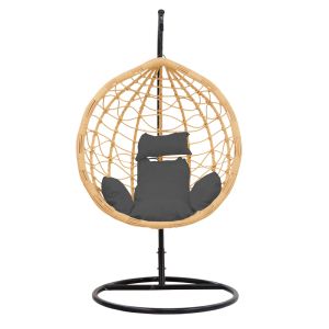 Градинска люлка-стол Hudson изкуствен ратан черна възглавничка 109x119x195cм