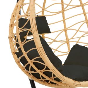 Градинска люлка-стол Hudson изкуствен ратан черна възглавничка 109x119x195cм