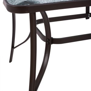 Градинска маса 150x90χ75cm кафява със стъклен плот и отвор за чадър Hm5145,12