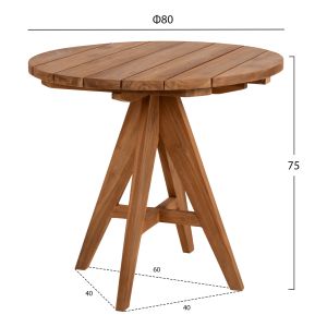 Градинска маса Leo Hm9622 от масивно тиково дърво масив 80x80x75hcm