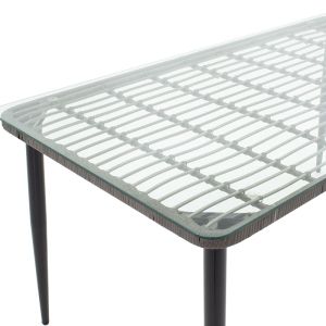 Градинска маса Naoki черна метална със сив стъклен плот 160x90x78cm