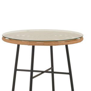 Garden coffee table Gaus Pe rattan-glass-metal D60x74cm