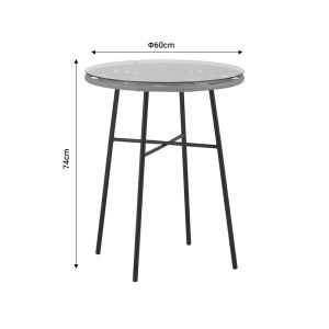 Garden coffee table Gaus Pe rattan-glass-metal D60x74cm