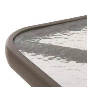 Градинска маса квадратна Figo Hm5036.04 шампанско метал-стъкло плот 70χ70χ72.5hcm