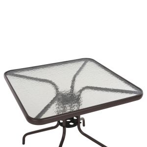 Градинска маса квадратна Figo Hm5972.02 кафяв плот метал-стъкло 80χ80χ71hcm