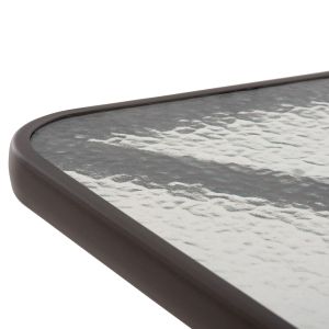 Градинска маса квадратна Figo Hm5972.02 кафяв плот метал-стъкло 80χ80χ71hcm