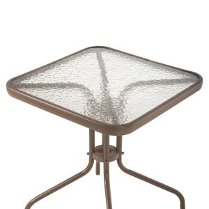 Градинска маса квадратна Figo шампанско метал, стъклен плот 60x60x70cm Hm5035,04