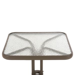 Градинска маса квадратна Figo шампанско метал, стъклен плот 60x60x70cm Hm5035,04